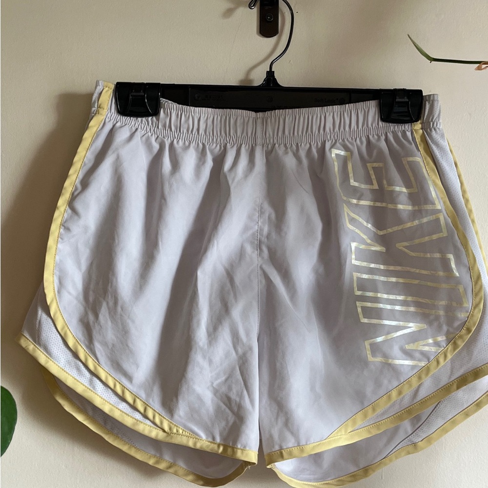 Nike Women's Athletic Shorts in White and Yellow